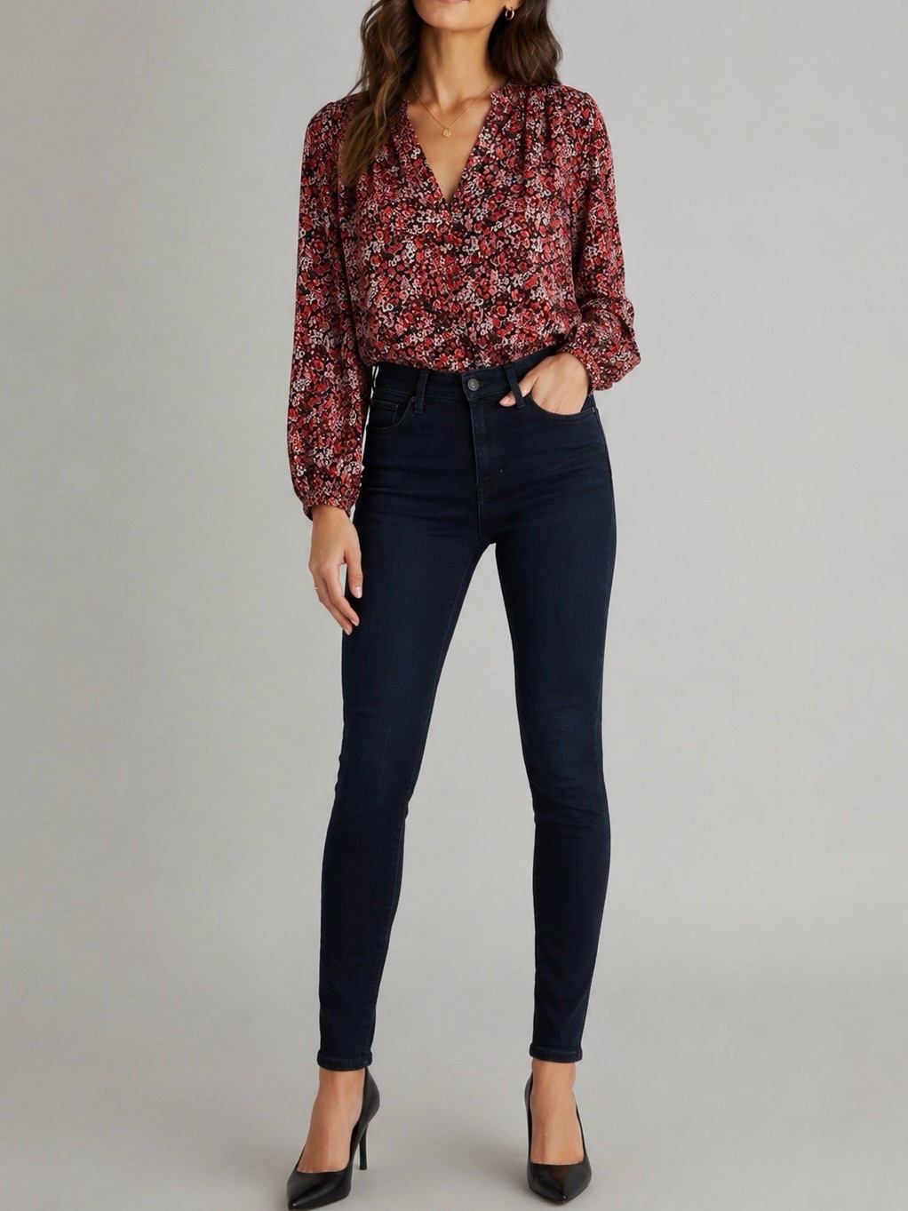 Paige High-Rise Skinny Jeans In Dark Blue